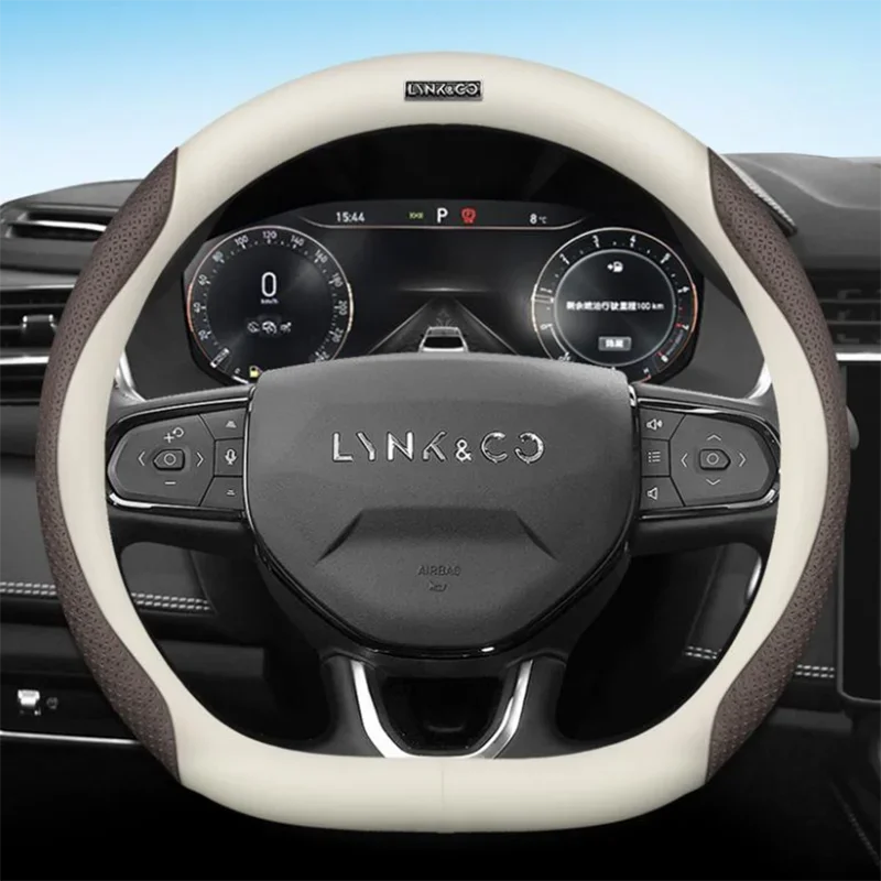 

Leather Car Steering Wheel Cover For LYNK&CO 03 05 06 08 09 01 02 2022 2023 2024 Breathable Non-slip Car-styling Auto Accessory