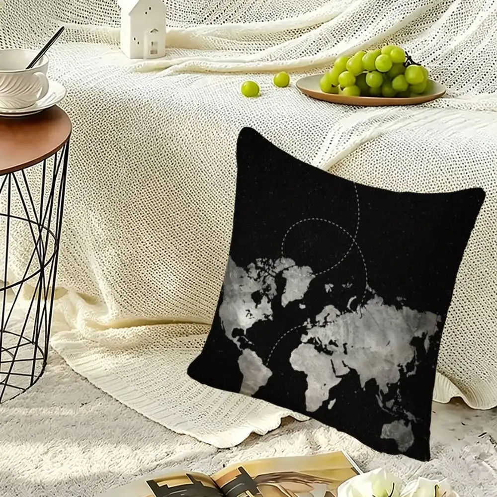 Travel Route Plane Square Double-Sided printed Pillow Case Bedroom Bedside Pillow Sofa Cushion Cover