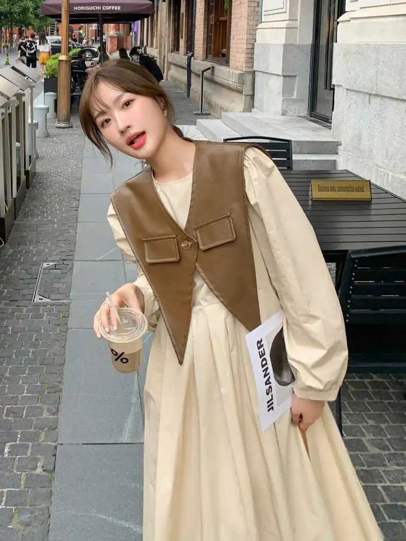 Korea Dress Long Restoring Ancient Ways Dress Suits Long Sleeve Woman Dress Two Piece Set Shawl Dress