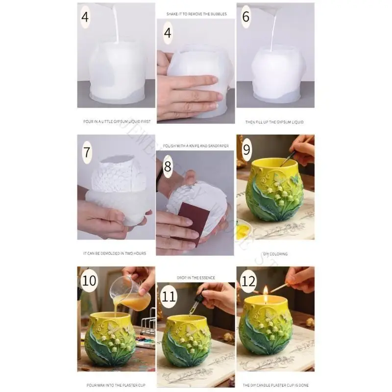 R7UF Multipurpose Floral Butterfly Silicone Mold For Crafting Miniature Plant Pots Resin Organizers And Cement Home Decoration