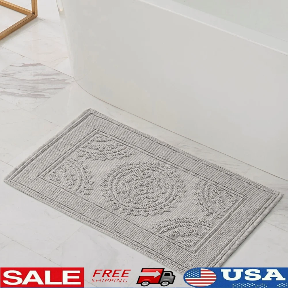 

100% Cotton Bath Rug 17x24 in Medallion Design Machine Washable Durable Stonewashed Soft Rectangle Rug Ideal Bathroom