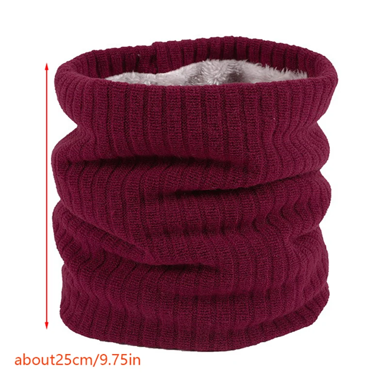 Knitted Scarf Winter Warm Snood Scarves Solid Thicken Wool Fur Neck Warmer Unisex Men Neck Scarfs Ring Female Pullover Scarf