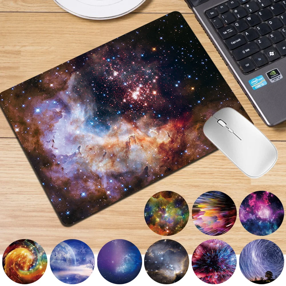 Portable Fashion Mouse Pad PU Leather Gaming Mousepad Space Series Laptop Computer Table Mats Writing Waterproof Mause Pads