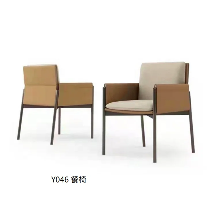 Nordic luxury dining chair home modern minimalist coffee chair spot leather chair