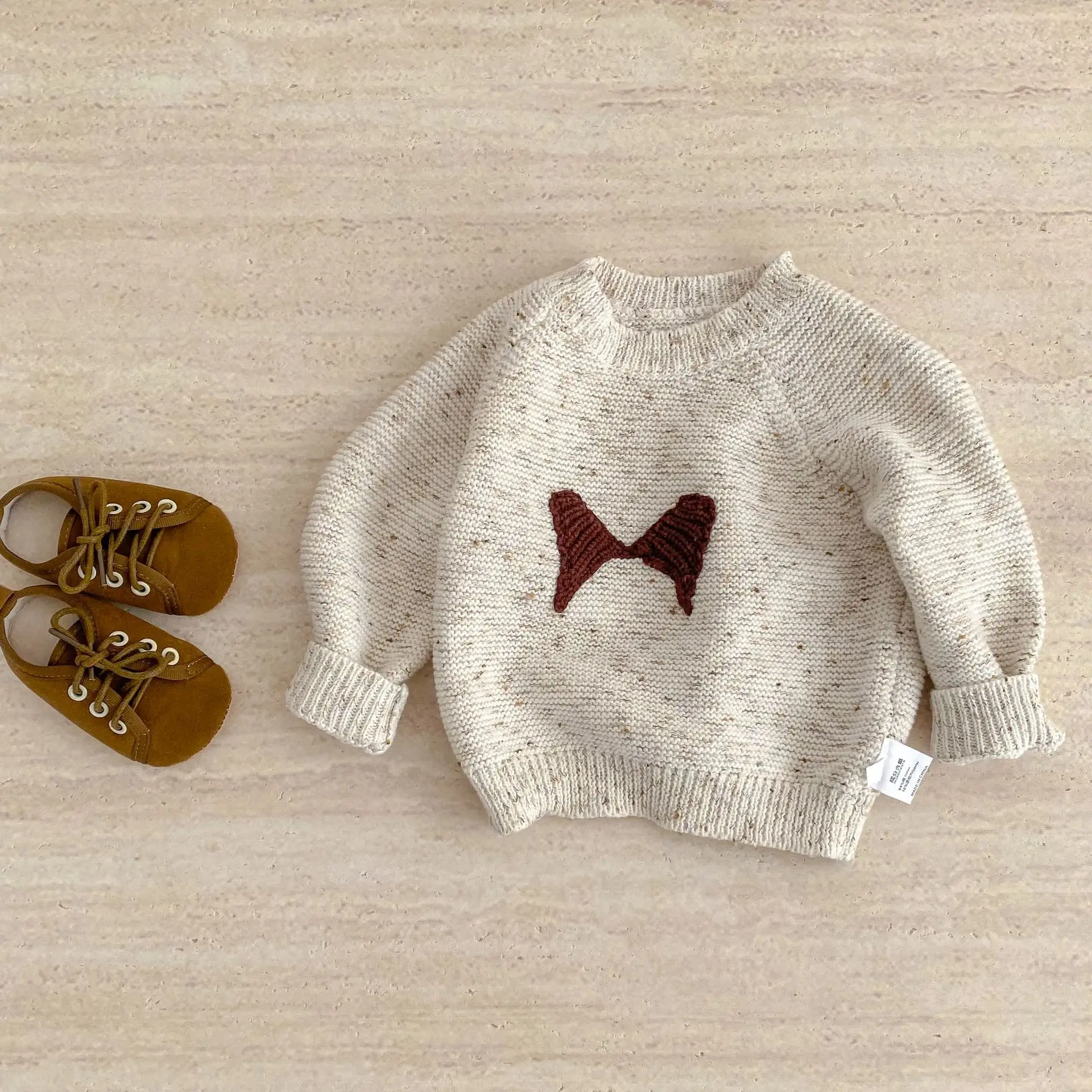 

2026 Spring New Baby Long Sleeve Sweater Girls Loose Knitted Tops Cotton Infant Boys Casual Pullover Knitwear Toddler Clothes