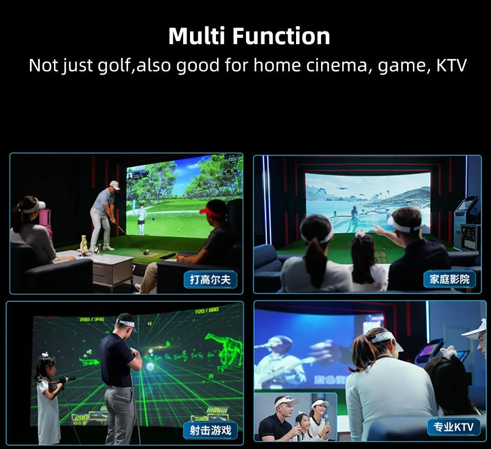 HaoMingIndoor Large Golf Simulator Interactive Projector with Double Layer Silent HD Impact Screen Perfect for Hitting Practice