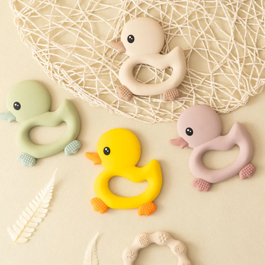 1PCS Baby Teether Toys Cartoon Duck Silicone Teether For Baby BPA Free Teething Chewing Toys Soft Teether Baby Accessories