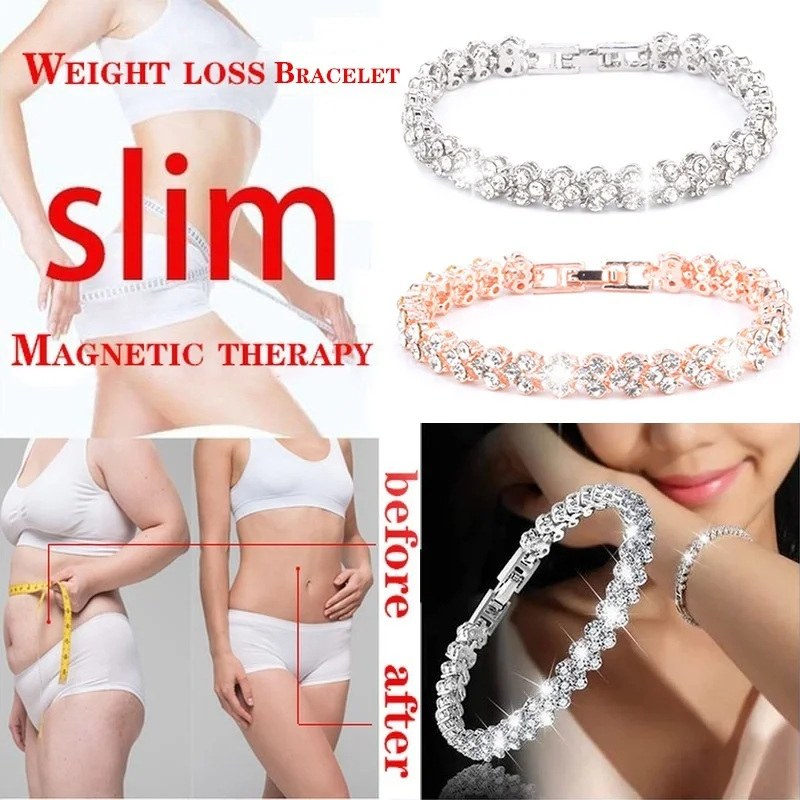 2022 Trendy 3 Colors Weight Loss Fat Burner Jewelry Slimming plated Crystal Zircon Bracelet Healthcare For Women Bracelets New