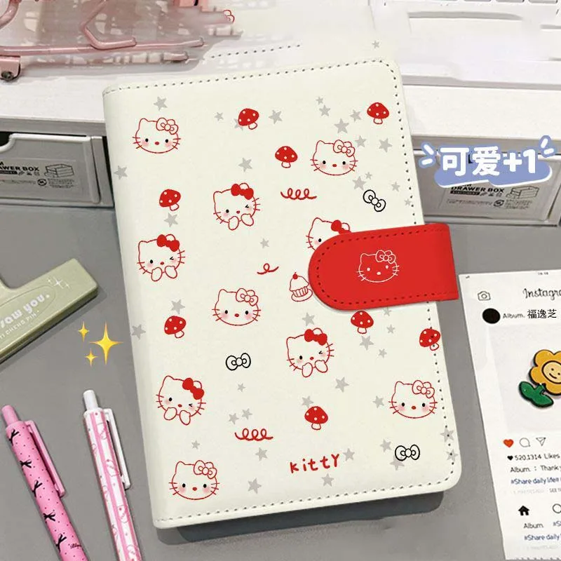 Carnet à feuilles mobiles Sanrio sous licence Hello Kitty, My Melody, Kuromi, Cinnamoroll, en cuir PU, avec boucle magnétique, journal, agenda, cadeau mignon