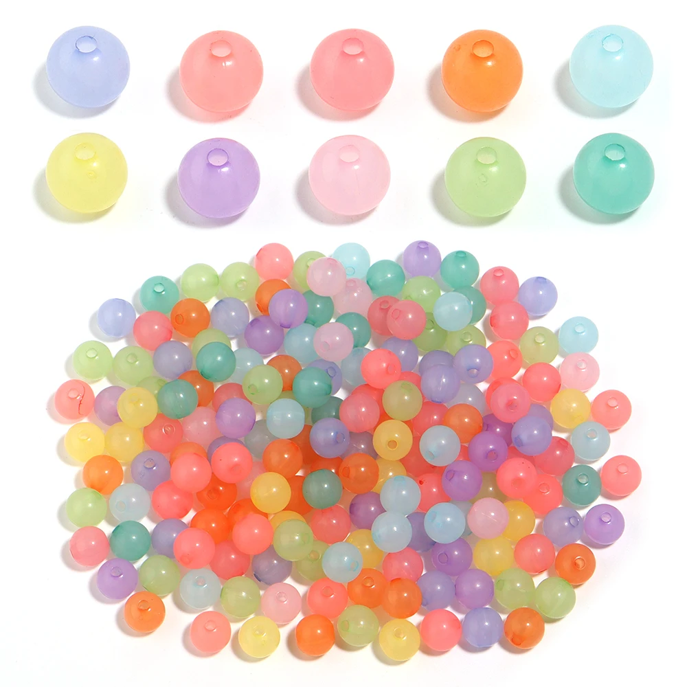 Acrylic Semi Transparent Jelly Colored Round Beads Loose Spacer Beads Pattern For Jewelry Making DIY Jewelry Making Findings