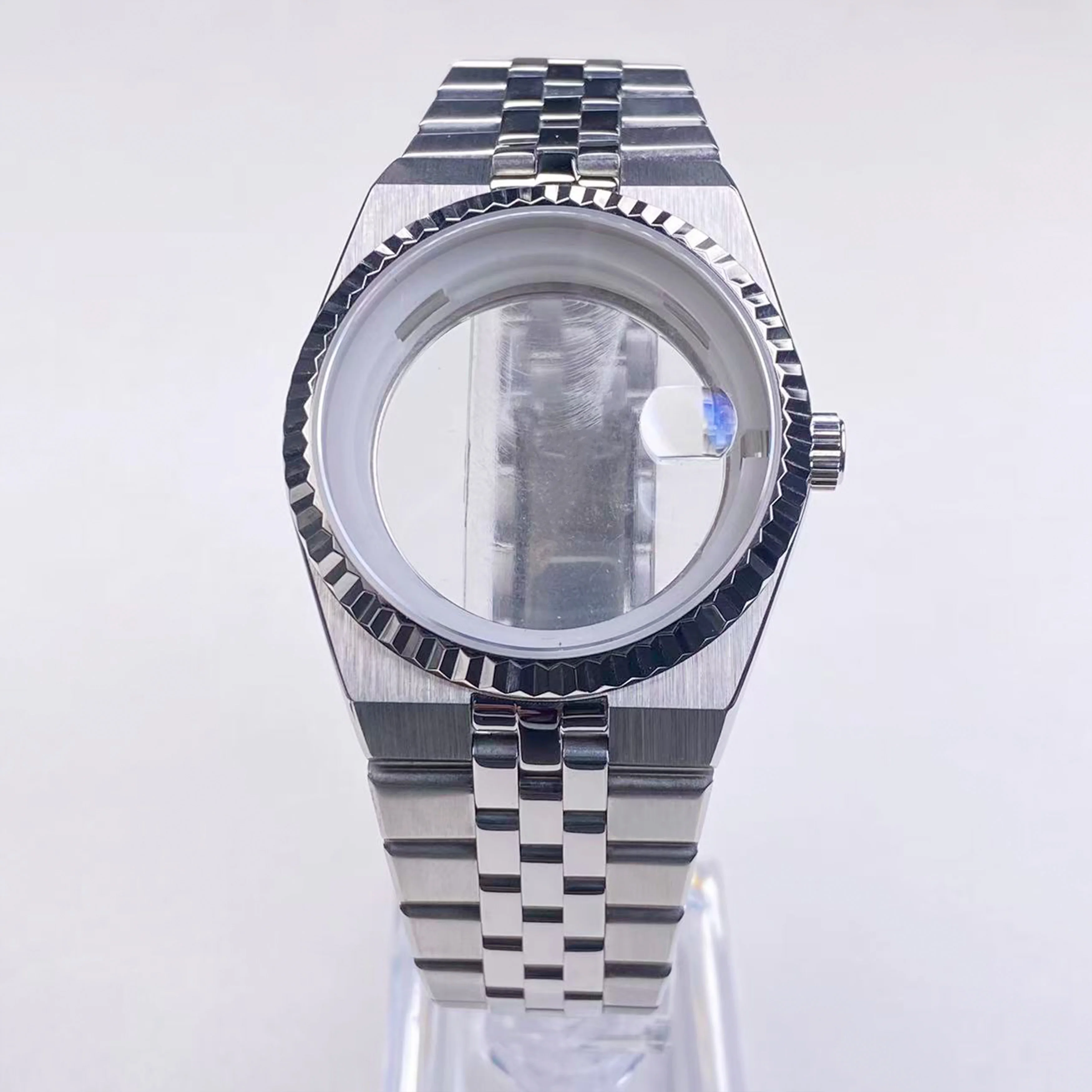 Para land-dweller 39.5mm nh35 caixa de relógio vidro safira à prova dwaterproof água caber 33.8mm dial com movimento nh35 nh36 peças relógio masculino