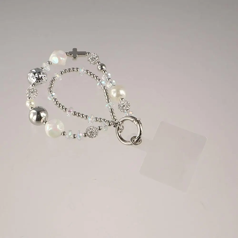 Luxury Pearl Bead Y2K Phone Chain Phone Charm Wrist Strap Mobile Phone Lanyard Bling Anti-lost Cellphone Strap Bracelet Keychain