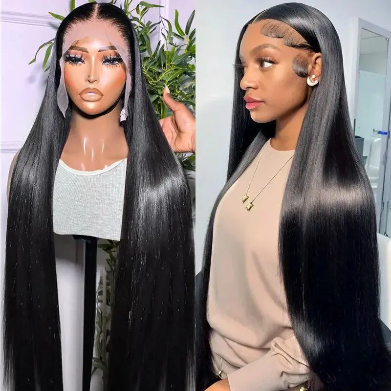 13x4 Transparent Straight Lace Frontal Wig Human Hair Glueless Brazilian 30 Inch Bone 13x6 Straight Lace Front Wig For Women