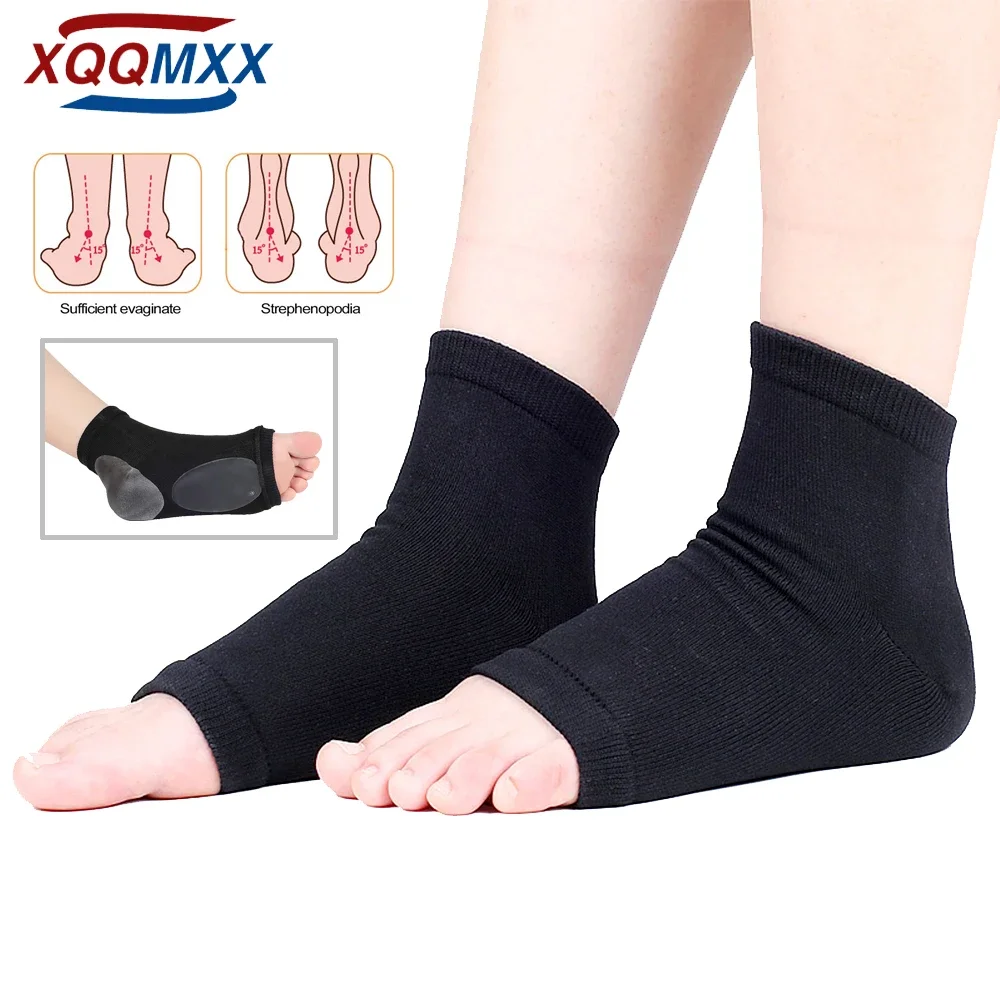 Arch Support Sleeve Cushioned Soft Elastic Gel Pad Fabric Arch Socks for Flat Foot Pain Relief Plantar Fasciitis Heel Spurs