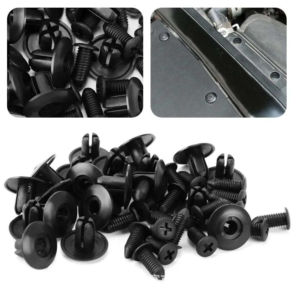 

30pcs Car 8mm Hole Plastic Rivets Fastener Push Clip Black Auto Vehicle Door Trim Panel Retainer Fastener Clips for Toyota Audi