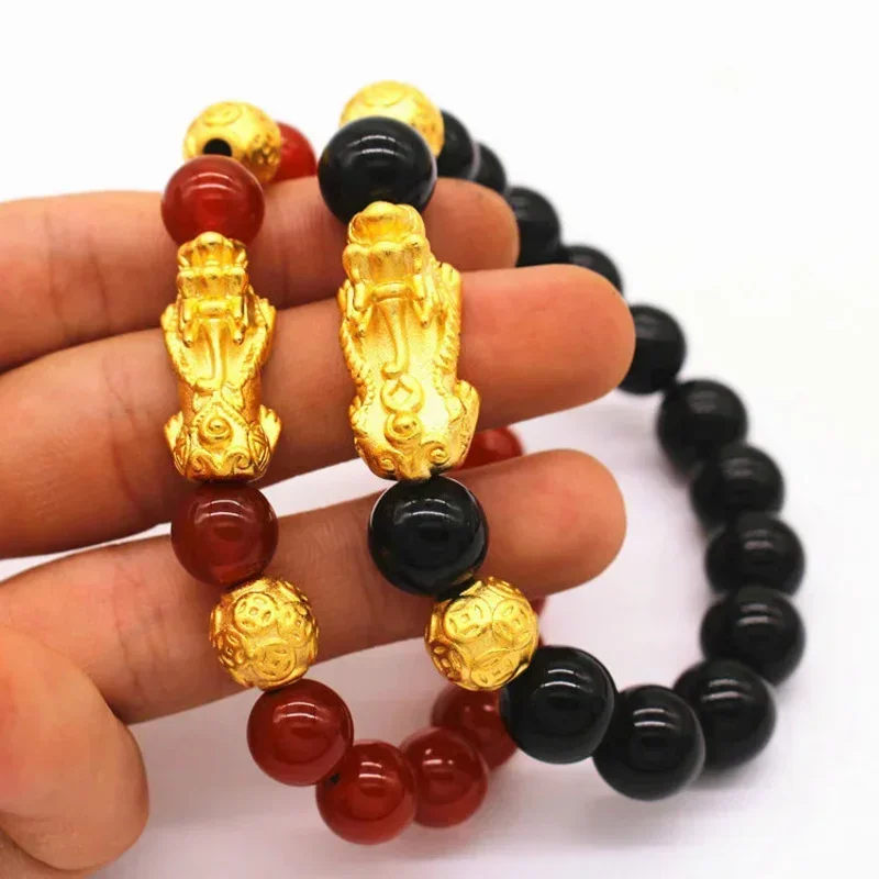 Vietnam Sand Gold Brave Bracelet Men's and Women's Obsidian Red Age Transfer Gold Bear Accessories Bracelet