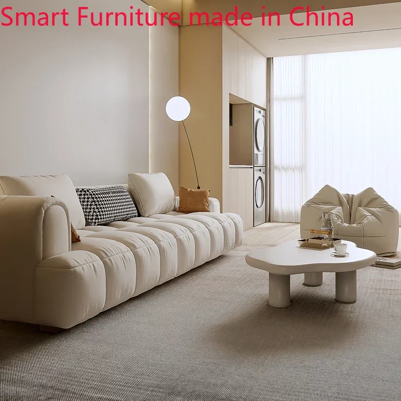 

Cream style fabric sofa, living room furniture, modern simple small house, luxury cloud sofa, three person combination couch