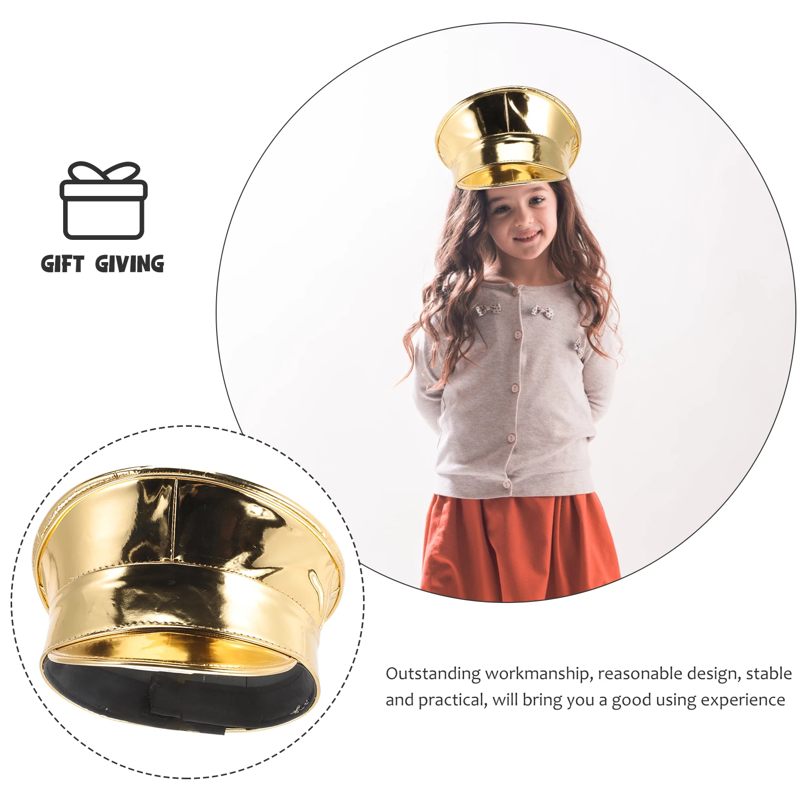 

Shining Beret Hats Glossy Navy Cap for Women Nautical Party Sailor Costume Accessories Halloween Christmas Fancy Dress Jewelry