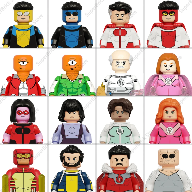 Conjunto de Blocos de Montar de Figuras de Ação Mini Invencíveis em Desenho Animado - Brinquedo Educacional de Quebra-Cabeça, Blocos Colecionáveis para Presentes Infantis