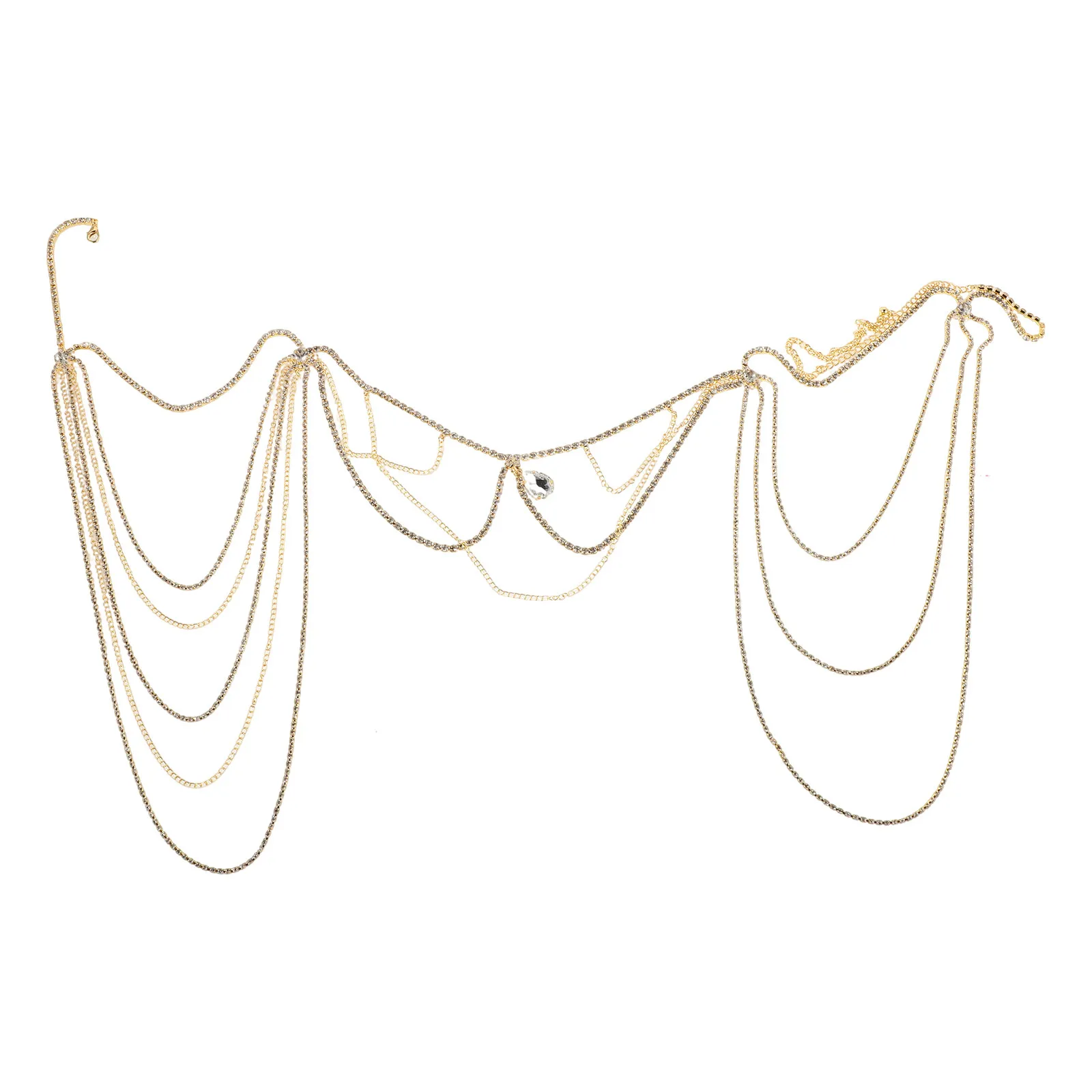 Bridal Shoulder Chain For Bridal Wedding Jewelry New Year Party Accessories Rhinestone Necklace Multilayer Sparkly