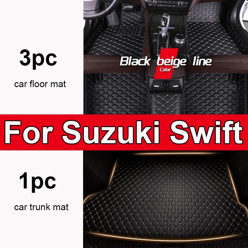 

Custom Automotive Car Floor Mats For Suzuki Swift 2013 2014 2015 2016 2017 Auto Luxury Leather Men Women Car Mats Full Coverage