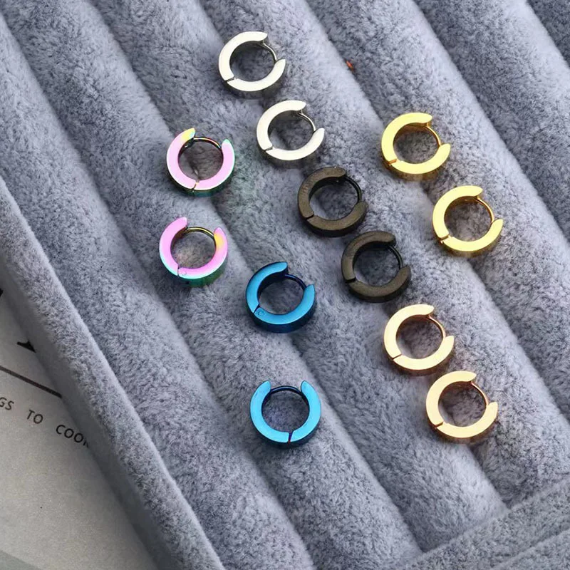 9*4mm Creolen, modische, glatte, runde Schmuckstücke aus Edelstahl, farbecht, allergiefrei – Detail 1