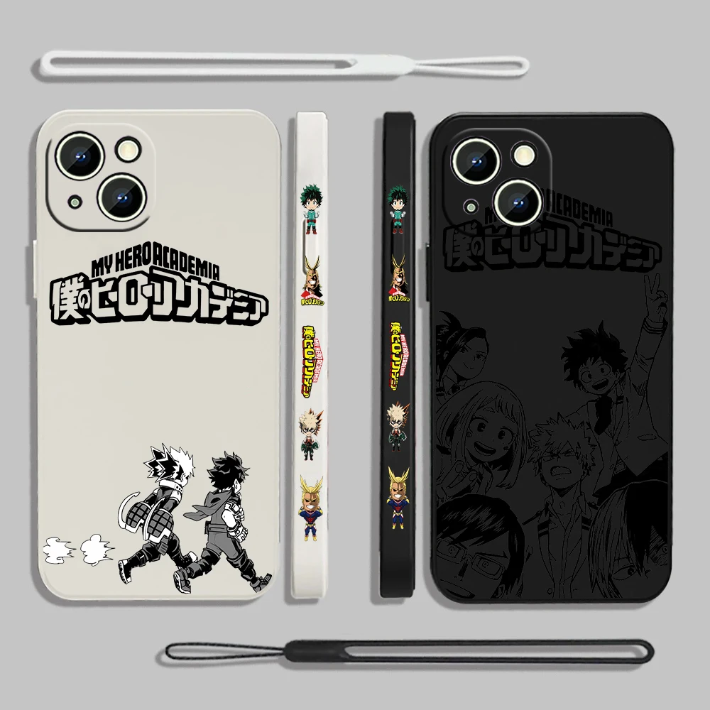 

J-JoJo B-Bizarre Adventure Cartoon Liquid Left Rope For Apple iPhone 15 14 13 12 11 XS XR X 8 7 SE Pro Max Plus Mini Funda