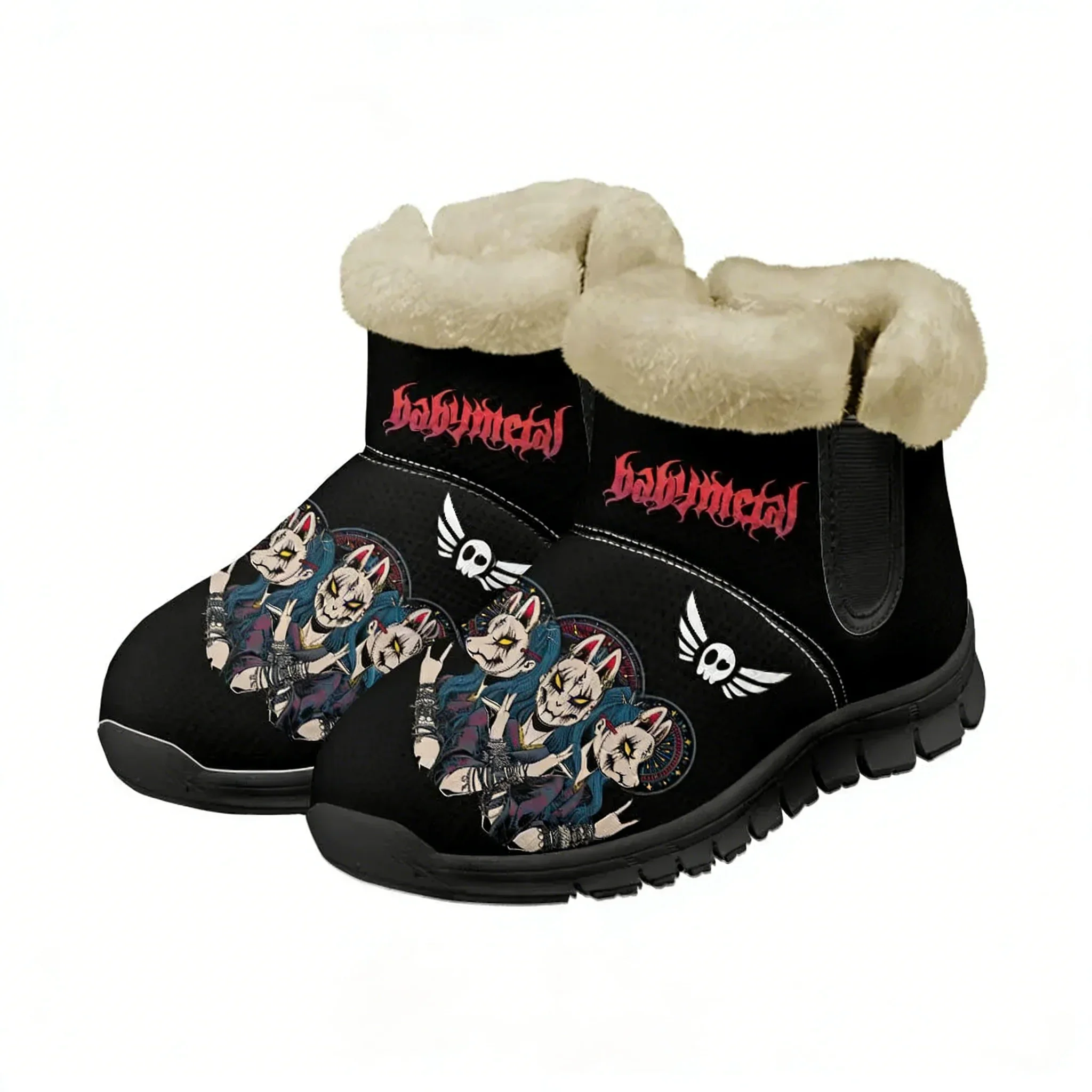 

Babymetal Japan Band Plush Shoes Boots Mens Womens Keep Warm Sneakers Hip-hop Rock Boot Casual Sports Customized Sneaker Black