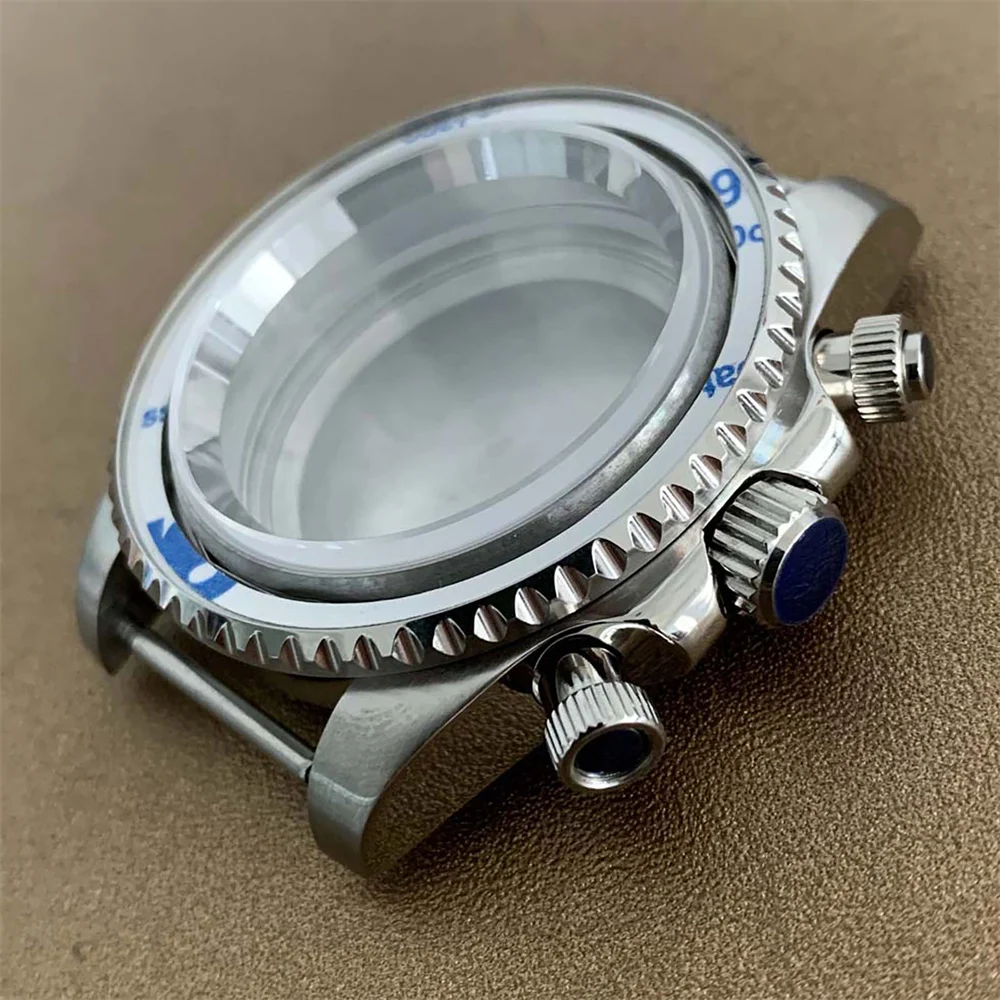 

40mm Solid Bottom 316L Stainless Steel Watch Case, Sapphire Glass Case for VK63 Movement Fit 30mm Dial Watch Modification Parts