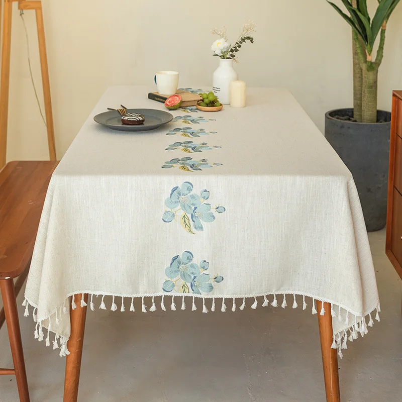 Embroidery Nordic Pastoral Fresh Fabric Household Rectangular Coffee Table Table Runner Tablecloth Spot