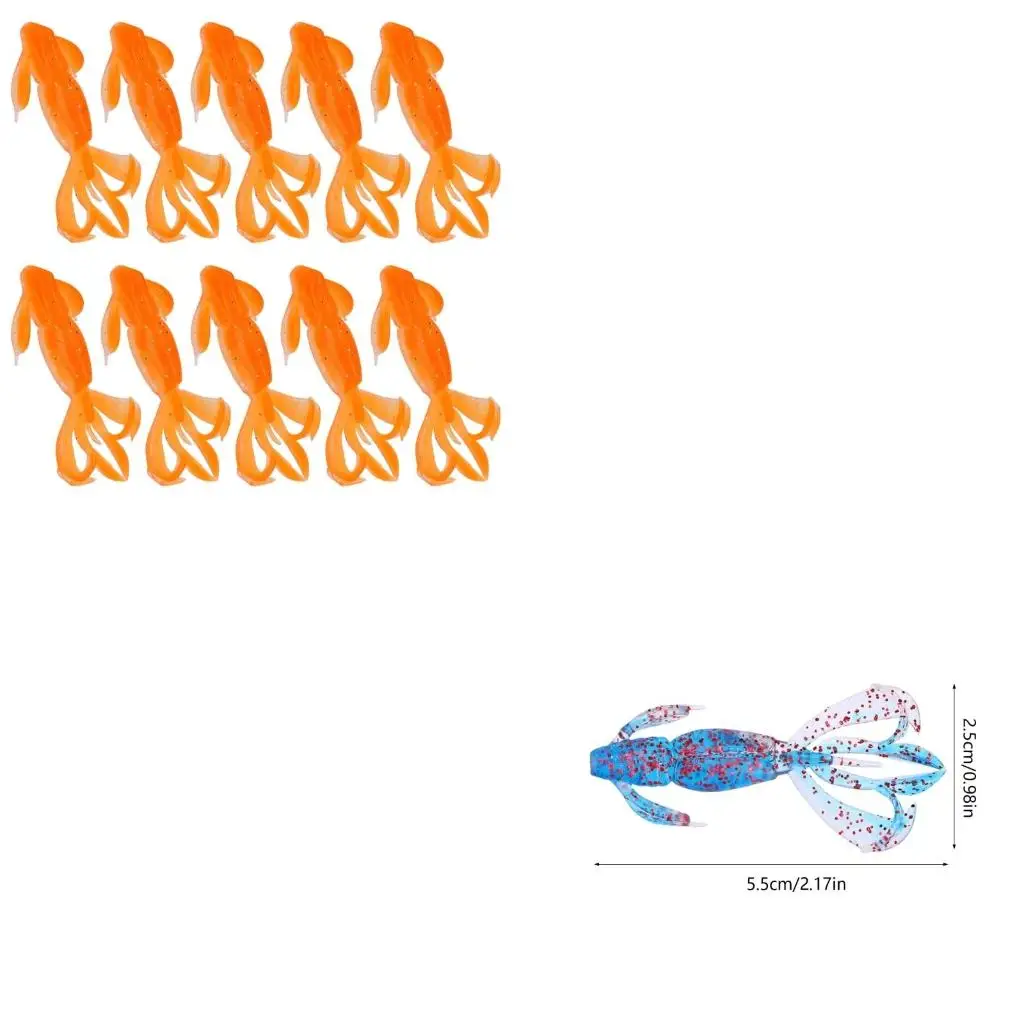 

Pack of 10 Shrimp Fashion Soft Lures Internal Reflective Tape Hook Cover