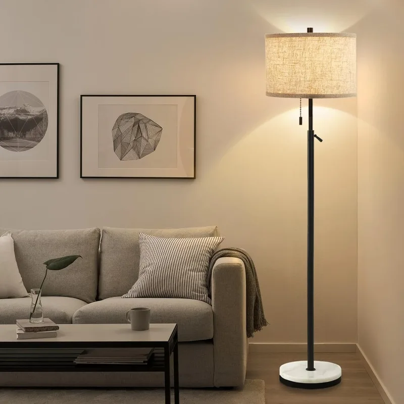 

Marble Floor Lamp, Adjustable Height Standing Lamp with Marble Base Tall Lamp with Pull Chain Switch Floor Lamps