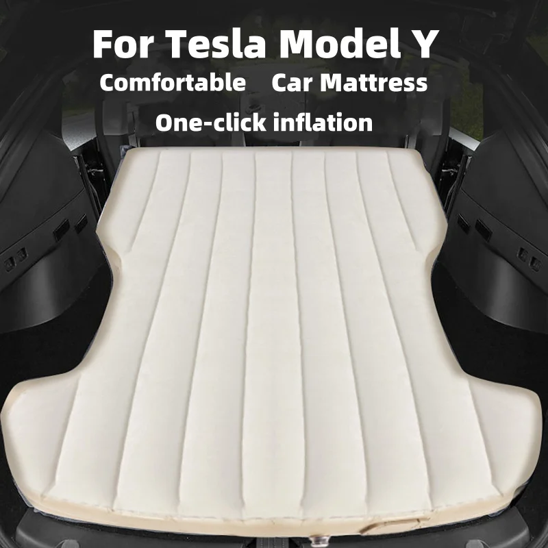 

For Tesla Model 3 Model Y Comfortable Air Mattress Child Outdoor Camping Inflatable Special Suede Fabric Car Travel Bed