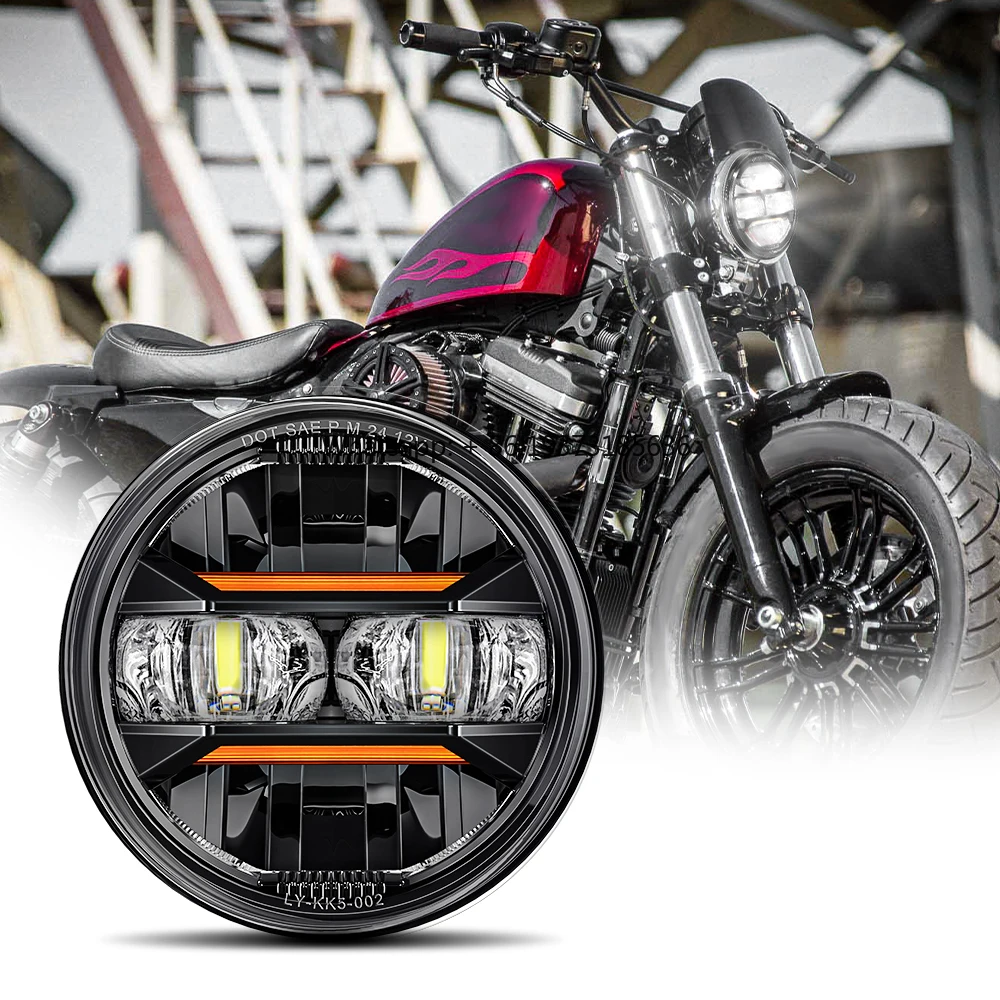 

Emark Approved 5 3/4 5.75 Inch LED Headlight Motorcycle Headlamp Lighting for - Sportster Iron 883 Dyna Street Bob