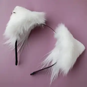 白色貓耳粉紅野獸耳輪胎可愛cosplay蘿莉手黃色耳夾kc髮帶 8 最佳銷售 白色貓耳朵 - №8