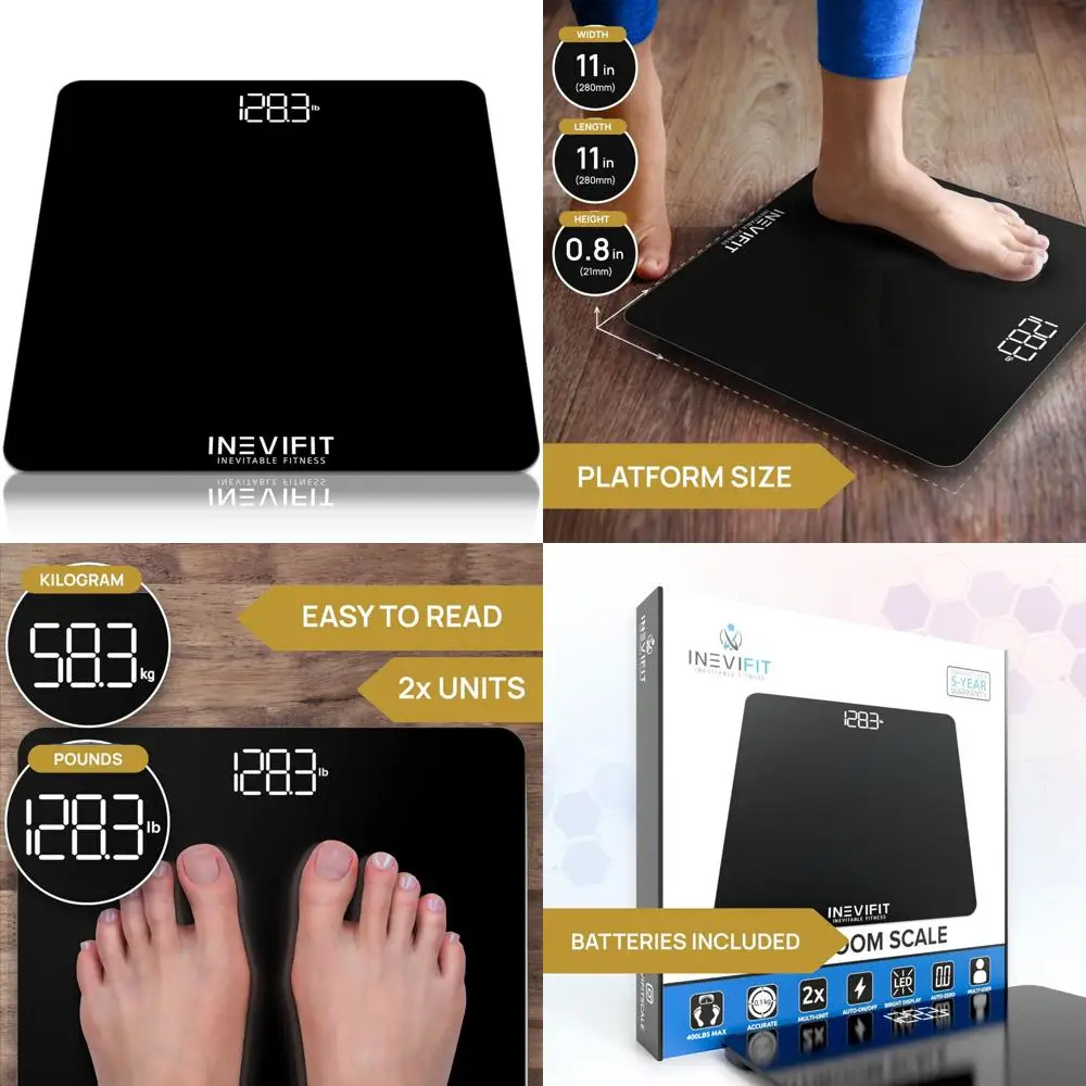 

Highly Accurate Digital Body Scale Measures Weight Up to 400 lbs, Includes Batteries, Bathroom Fitness Equipment