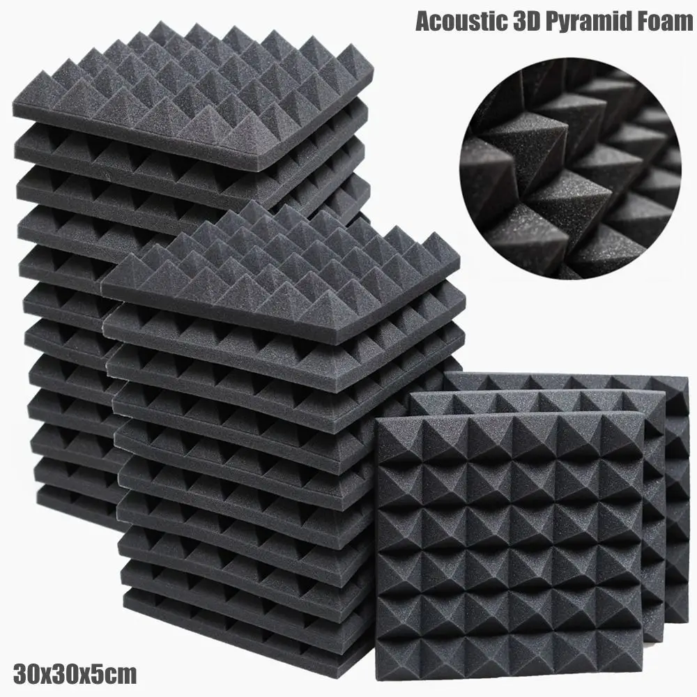 1PC Soundproofing Foam High-density Flame-retardant Pyramid Noise Sound-Absorbing Acoustic Foams Sound Treatment Panel