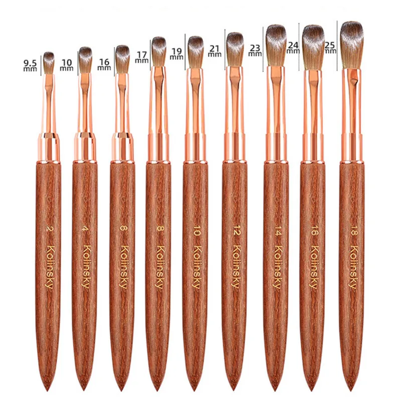 

1Pc Purpie Sandalwood Handle Kolinsky Nail Art Brush Acrylic UV Gel Extension Pen Nail Polish Painting Drawing Brush