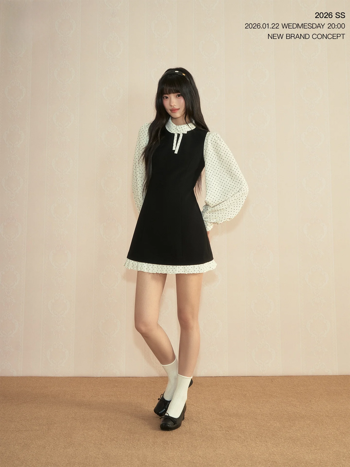 

Retro Polka Dot Bow Tie Svel Square Collar Dr Slimming Vest Set Women's Faion Ensemble Regular Length irt