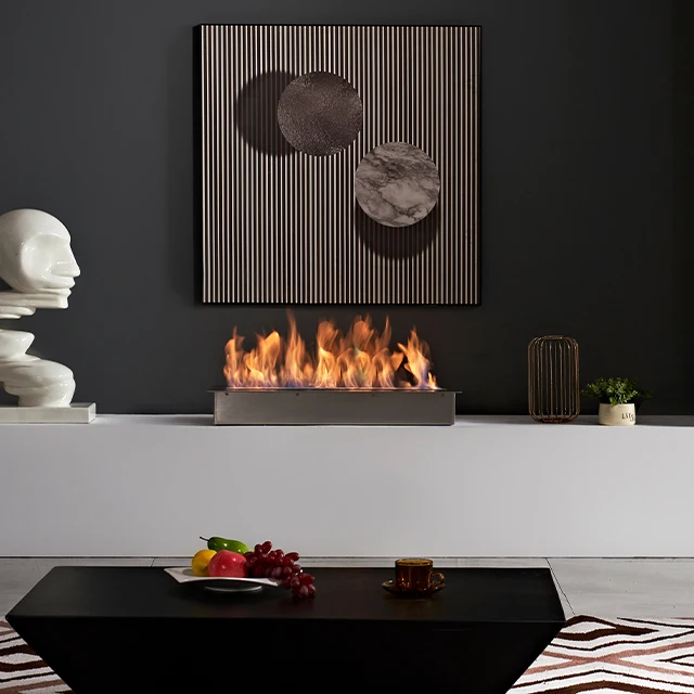 Bio Ethanol Fireplace,1000mm Stainless Steel Burner, Indoor Firebowl Insert, Ventless Alcohol Fireplace, Modern Indoor Fireplace