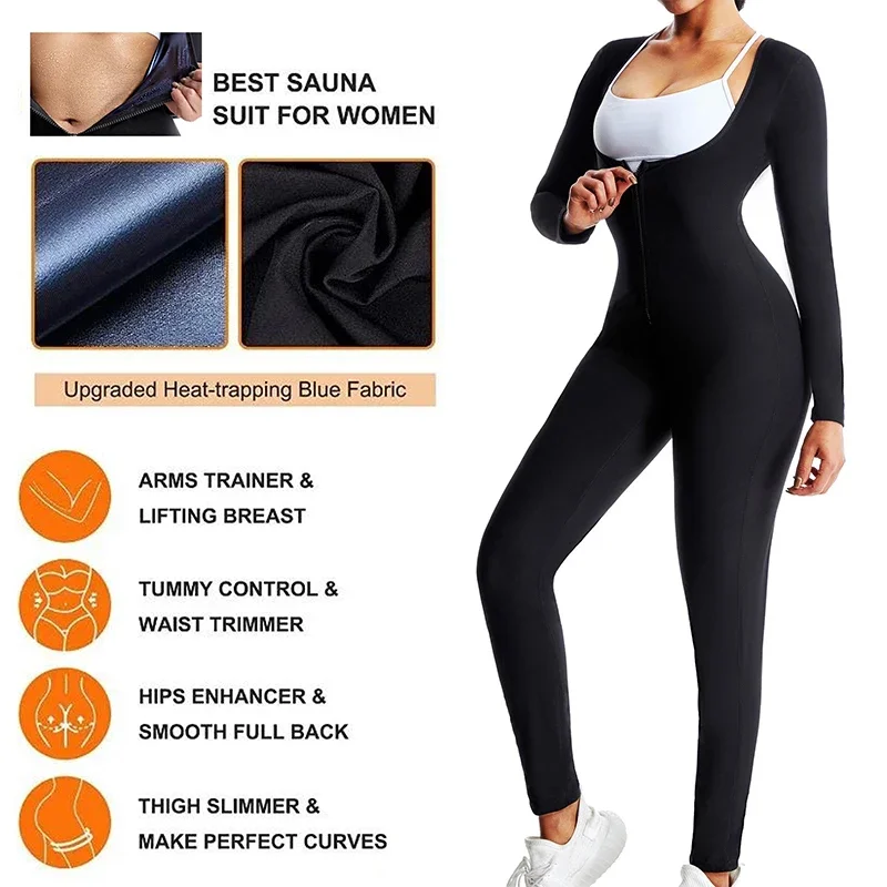 MrifDila Open Bust Zipper Sauna Suits Women\'s Sweating Bodysuits Waist Trainer Slimming Jumpsuits Hot Thermo Full Body Shaper