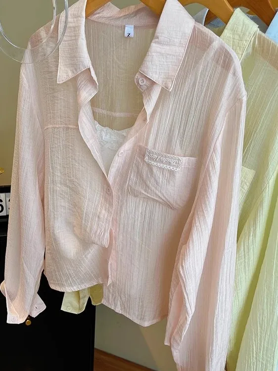 เสื้อคลุมกันแดดผู้หญิงสำหรับฤดูร้อน ผ้าชีฟองบางเบา ระบายอากาศได้ดี เหมาะสำหรับใส่กับเครื่องปรับอากาศ สไตล์เกาหลี แขนยาว