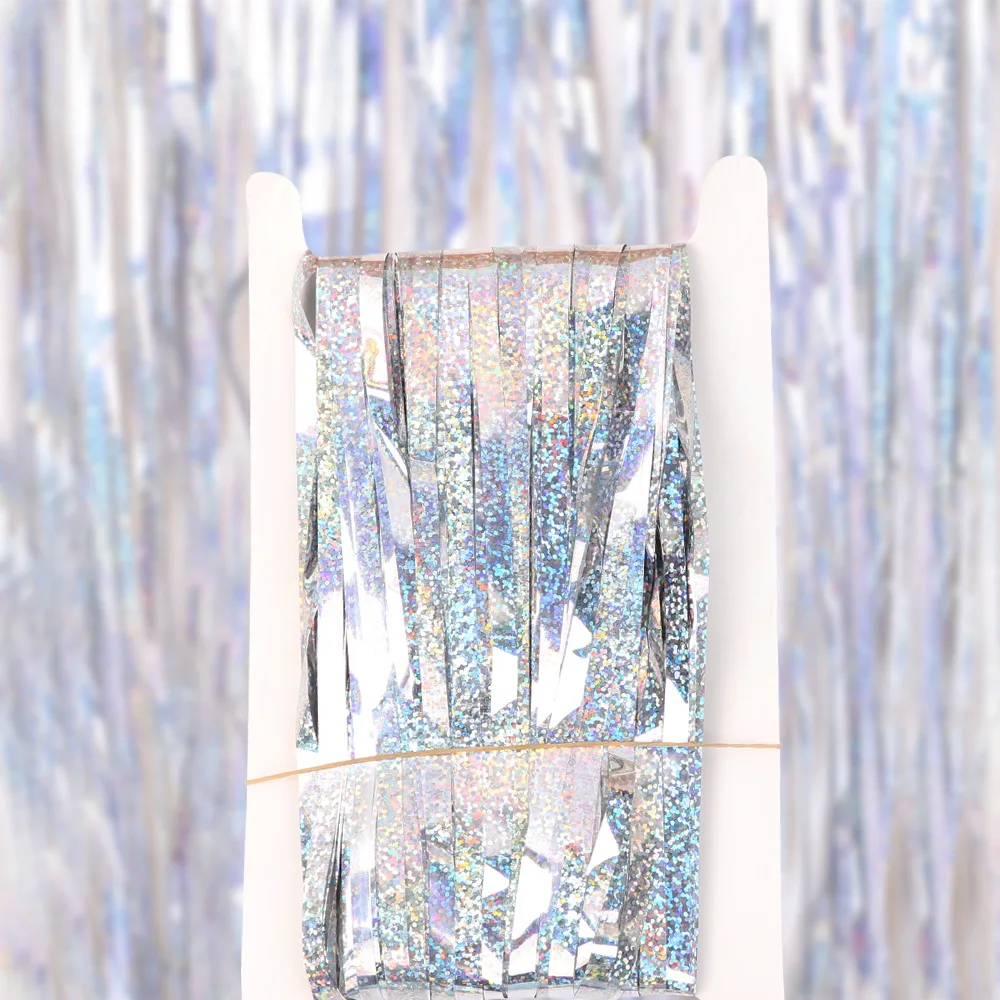 Blue Frozen Tinsel Foil Curtain, Party Supplies, Decoração de aniversário, Baby Boy ou Girl Gender Revelar Decoração Do Casamento, 2m x 1m