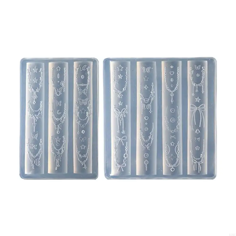 

R3MC Двух частей Силиконовая плесень для индивидуальных дизайнов ногтей и ювелирных изделий с Bowknot и взаимосвязанными цепями