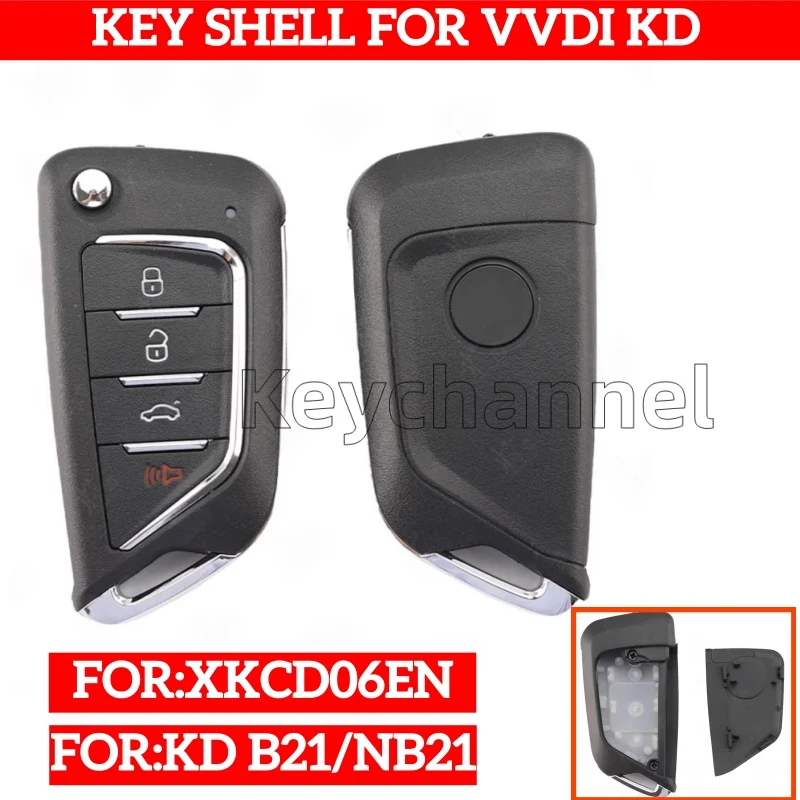 1PCS 4 Button Xhorse XKCD02EN XKCD06EN Remote Shell Car Key Shell KD B21 NB21 Flip Remote Case VVDI Remote Shell No Key Blade