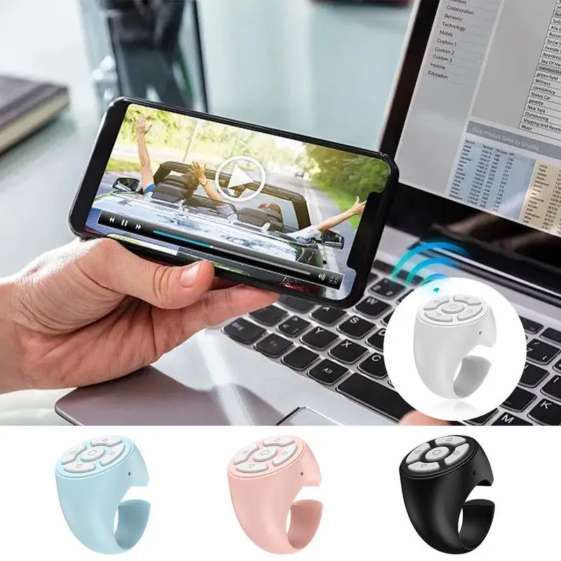 Wireless Smart Remote Controller Ring with Indicator Mini Finger Remote Control forTiktok Watching Video live for iPhone Android