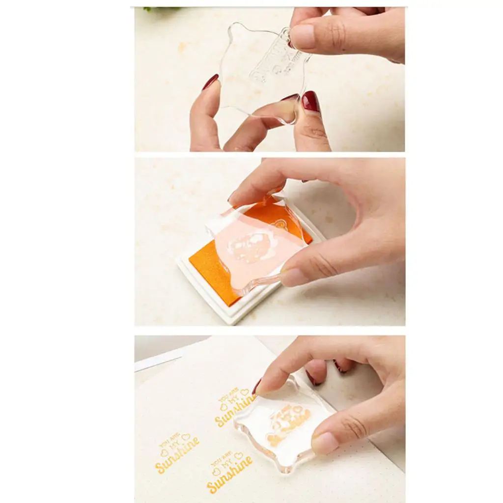 Acrylic Stamp Block 50x50x10 Mm Clear Square Stamping Tool for Scrapbook Paper Ink Pad Use Planners and Schedule Book