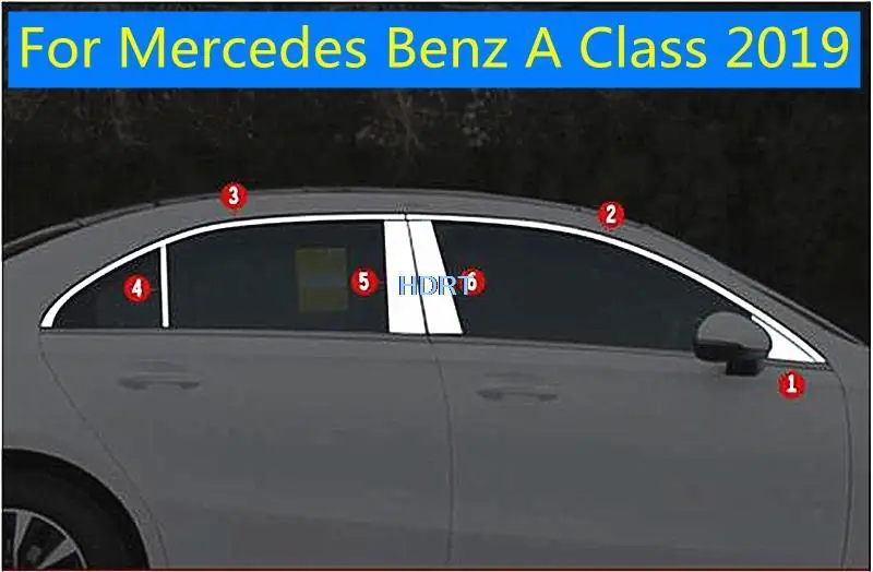 

For Mercedes Benz A Class 2019 Car Style Stainless steel Window moulding B C Column Pillar Post Trim Strip Kit Cover Accessories