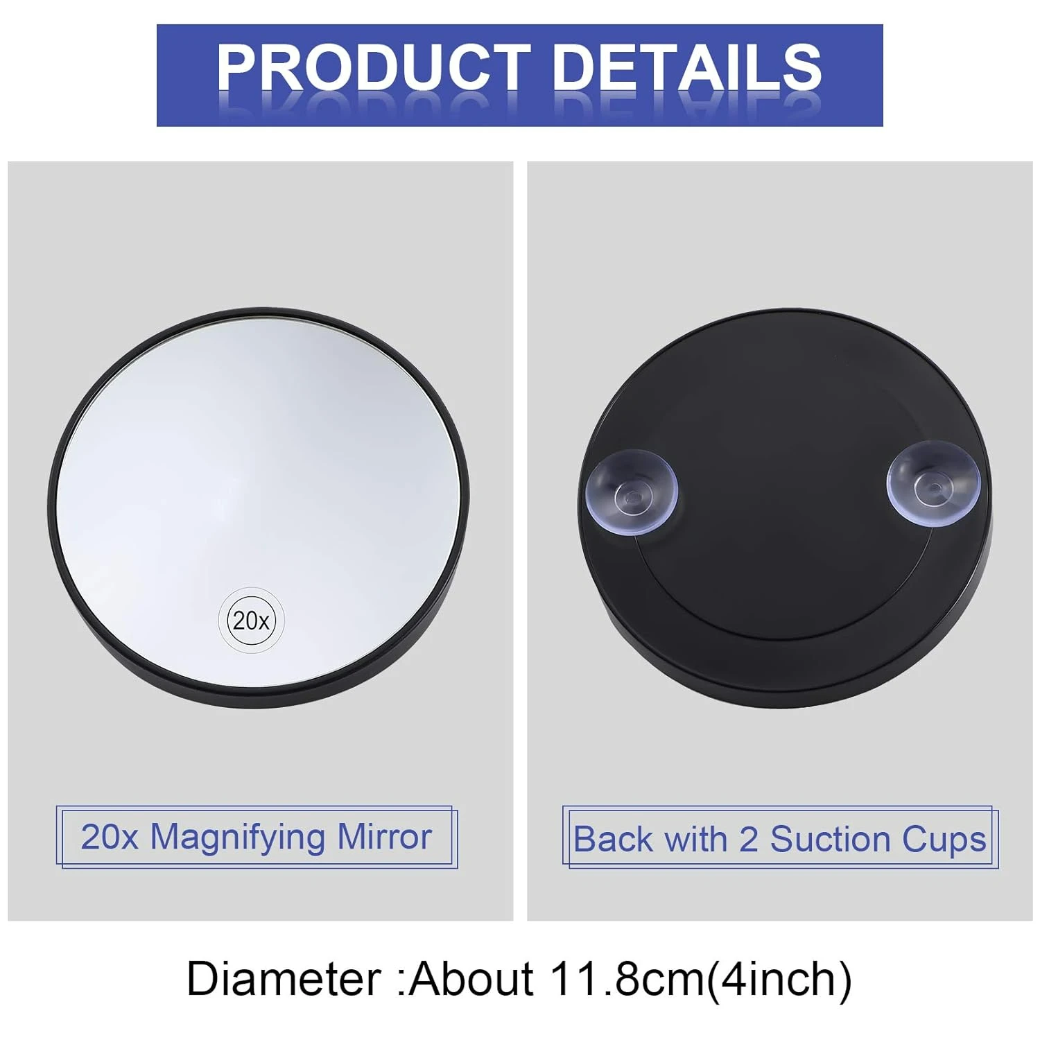 5-pack draagbare make-upspiegels met 20x vergrotende vergroten - gebruik in reizen en badkamer