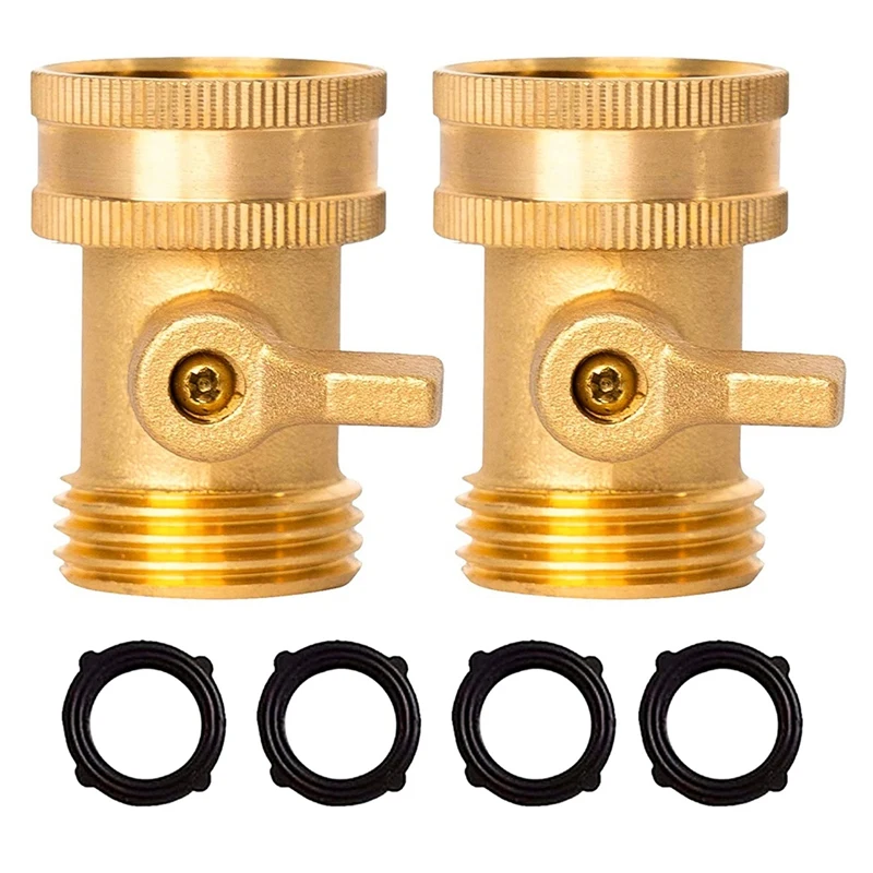 

1 Set Dual-Channel Hose Connectors 2 Pack 3/4 Inch Brass Hose Shut Off Valve With 4 Extra Washers